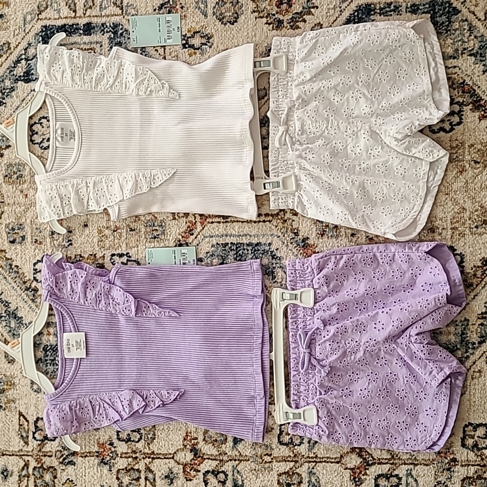 OKIE DOKIE BRAND TODDLER GIRLS BUNDLE OF 2 SETS SHORTS AND MATCHING TOPS SIZE 2T